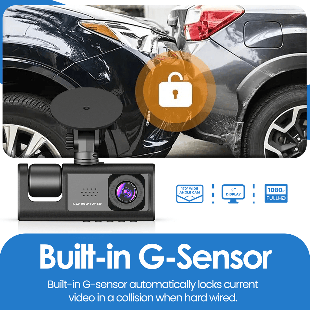3-Channel 1080P WiFi Dash Cam – Front & Rear Car Camera with LCD Screen & DVR Recording