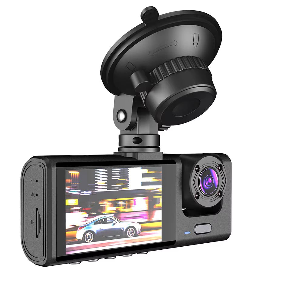 3-Channel 1080P WiFi Dash Cam – Front & Rear Car Camera with LCD Screen & DVR Recording