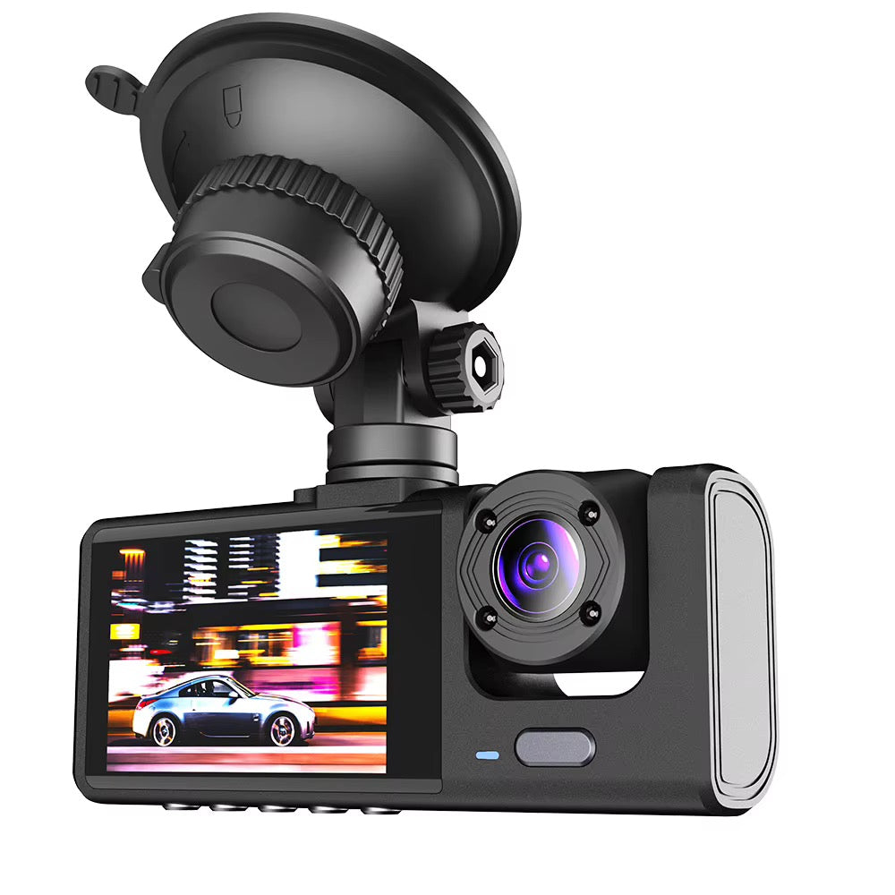 3-Channel 1080P WiFi Dash Cam – Front & Rear Car Camera with LCD Screen & DVR Recording